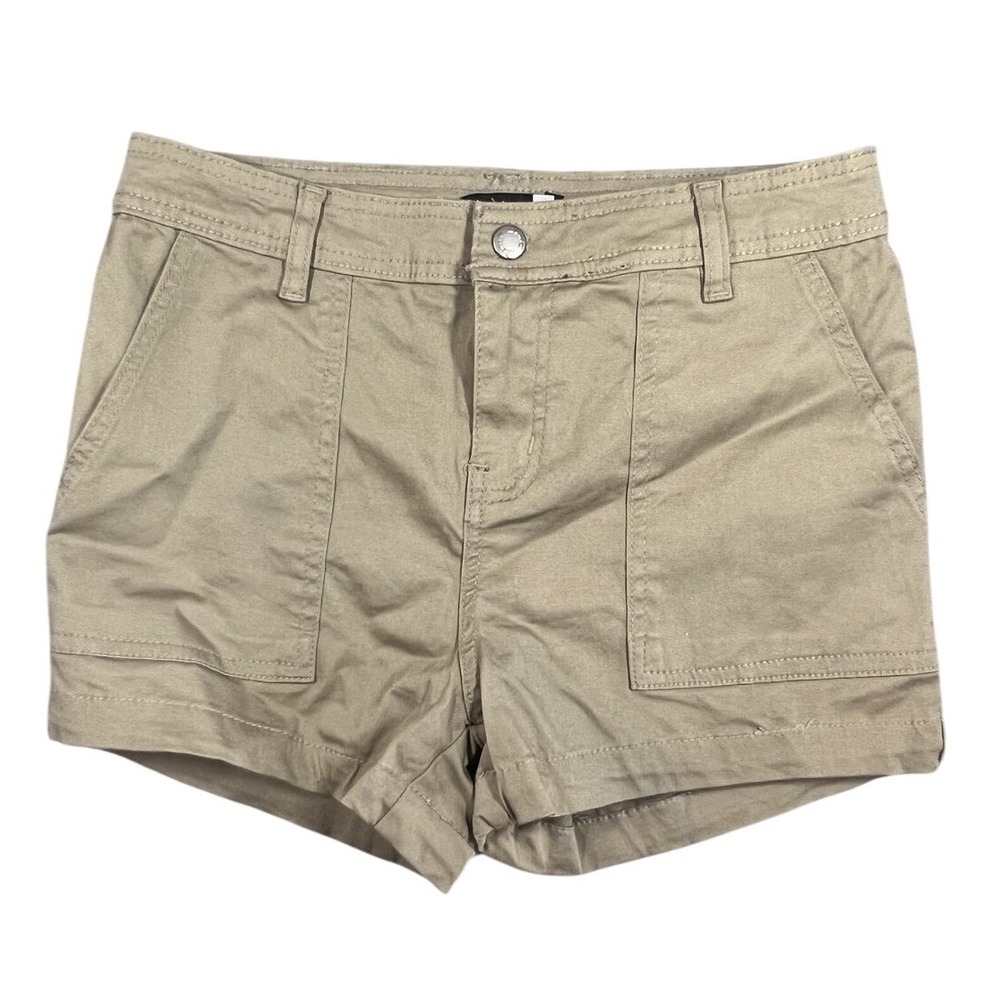 PEP&CO Women's Khaki Tan Chino Shorts Size 12 Regular Fit Stretch Button Zip